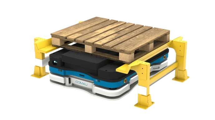 Robot autonome MyMR de Comau portant une palette europe